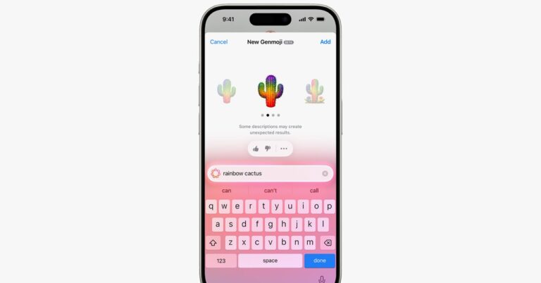 Apple Genmoji Promo Image rainbow cactus SOURCE Apple