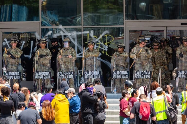 CA Guard and protestors June 2025